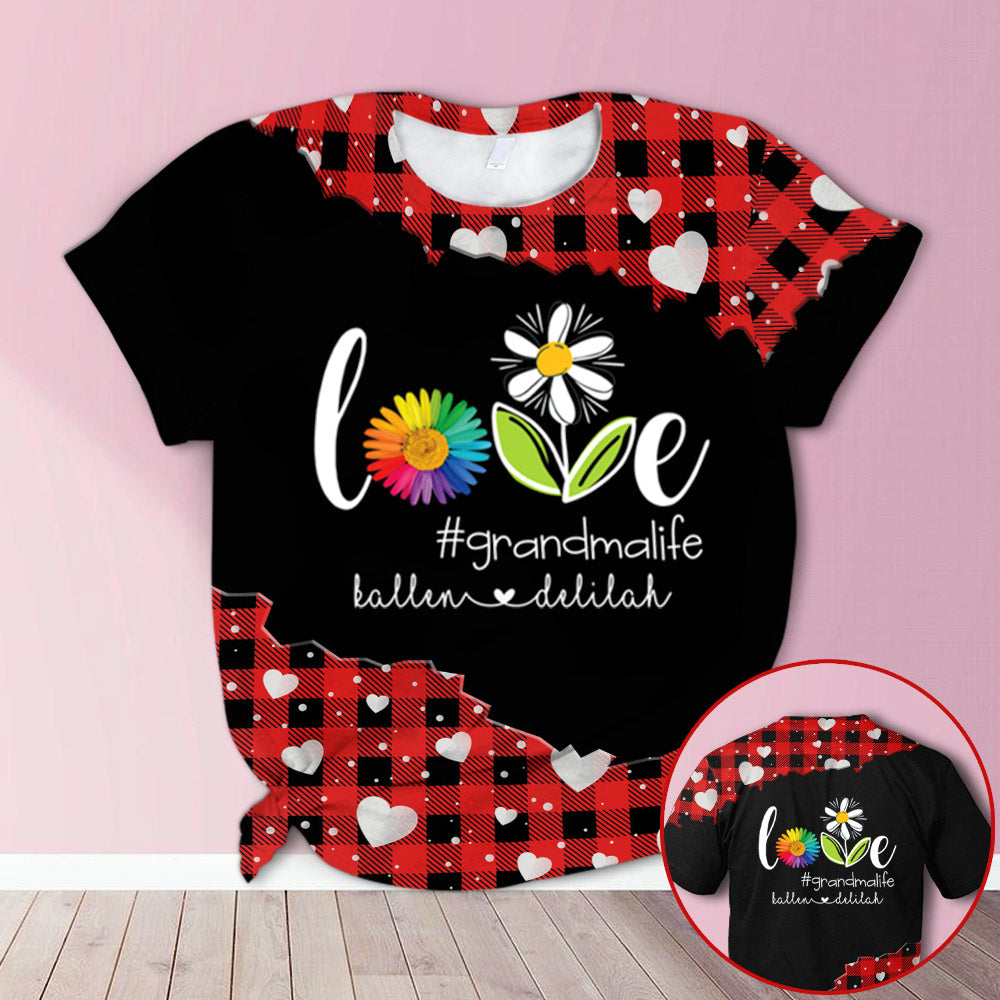 Personalized Love Grandmalife Adorable Red Plaid All Over Print Shirts, 3D Hoodie, Sweatshirt, Shirt And Polo For Grandma Hn98 Do99