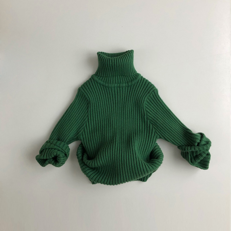 2021 New Spring Korean Kids Sweater Top Boys Girls High Neck Knitted Pullover Cotton Winter Children Clothing 1-8 Years Sweater alx