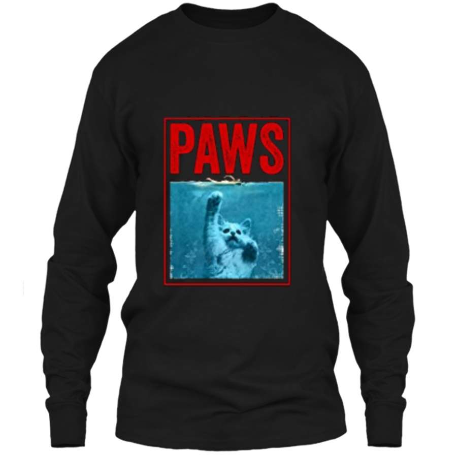 PAWS Funny Cat Kitten  For Shark And Cat Lovers LS Ultra Cotton Tshirt