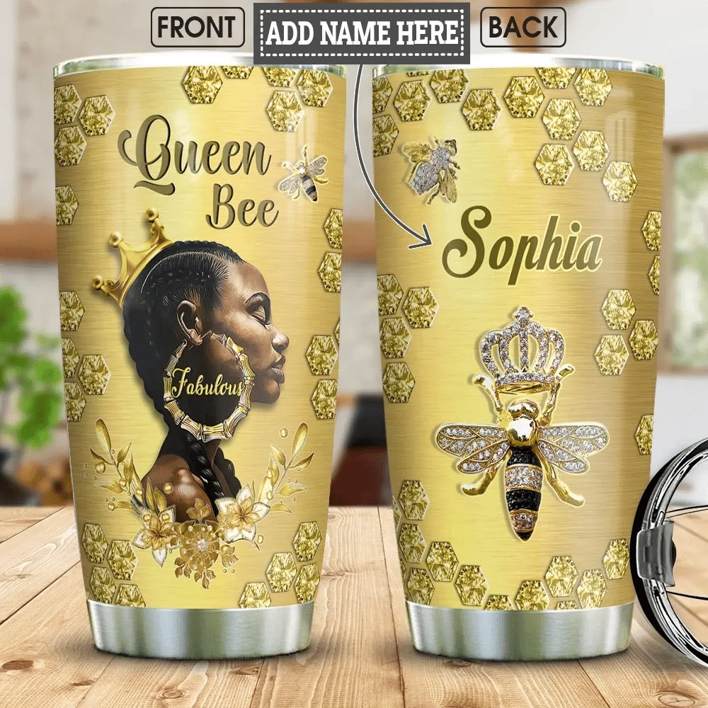 Larvasy Black Queen Bee Personalized Stainless Steel Tumbler