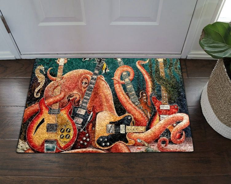 Apayprints – Octopus And Guitar 3D All Over Printed Doormat