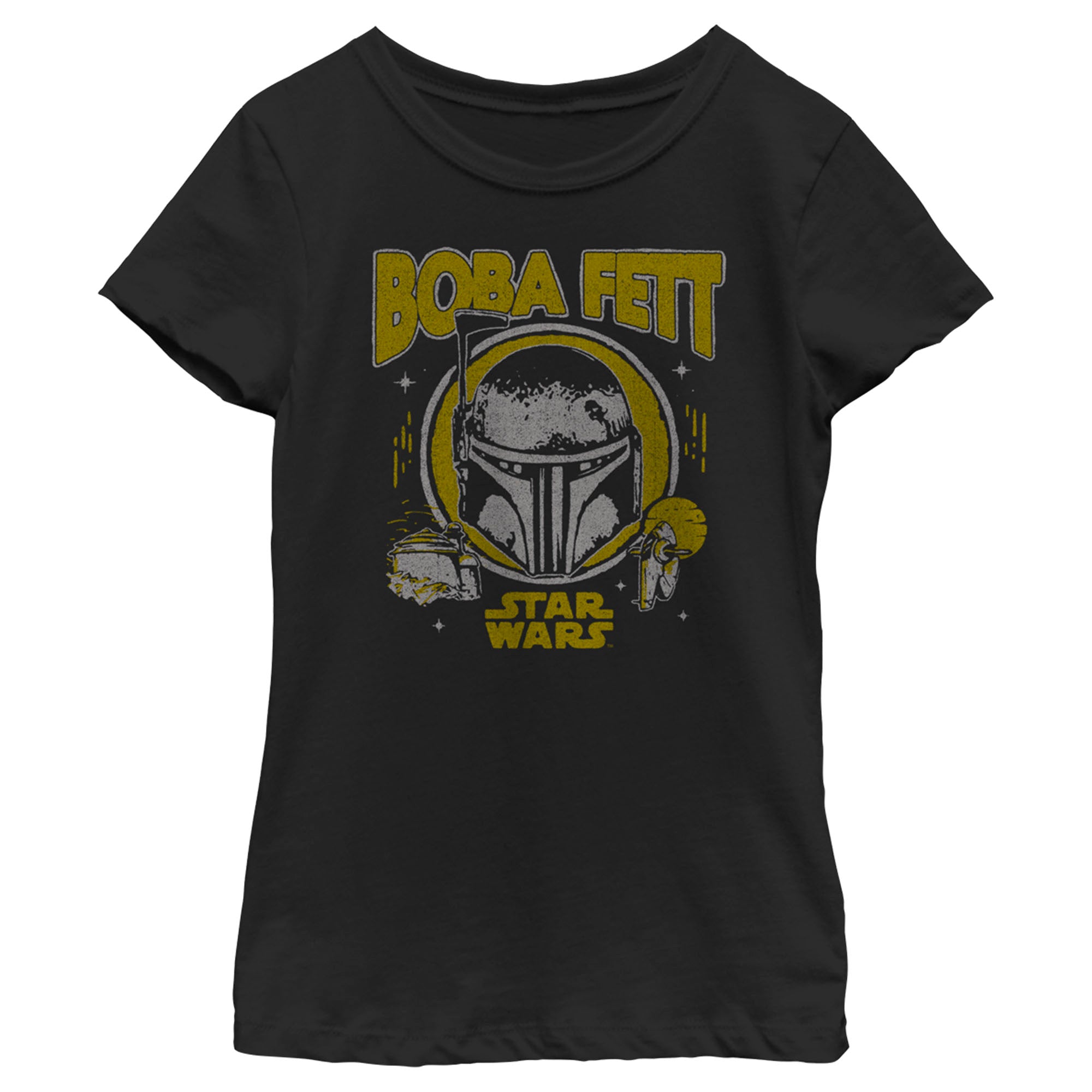 The Book Of Boba Fett Girl’S Distressed Helmet  T-Shirt