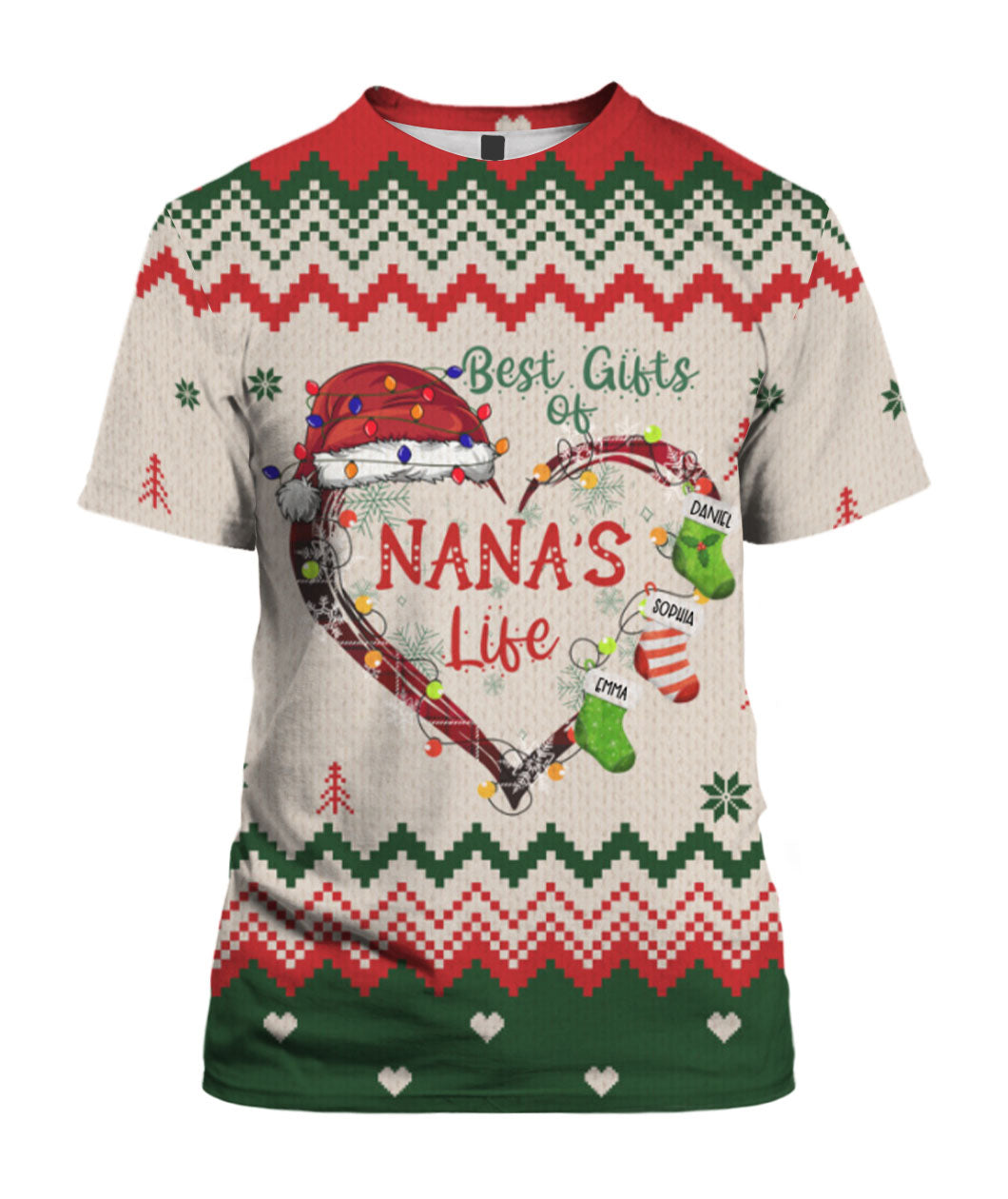 Best Gifts Of Grandma’S Life Heart Christmas Personalized 3D Shirt