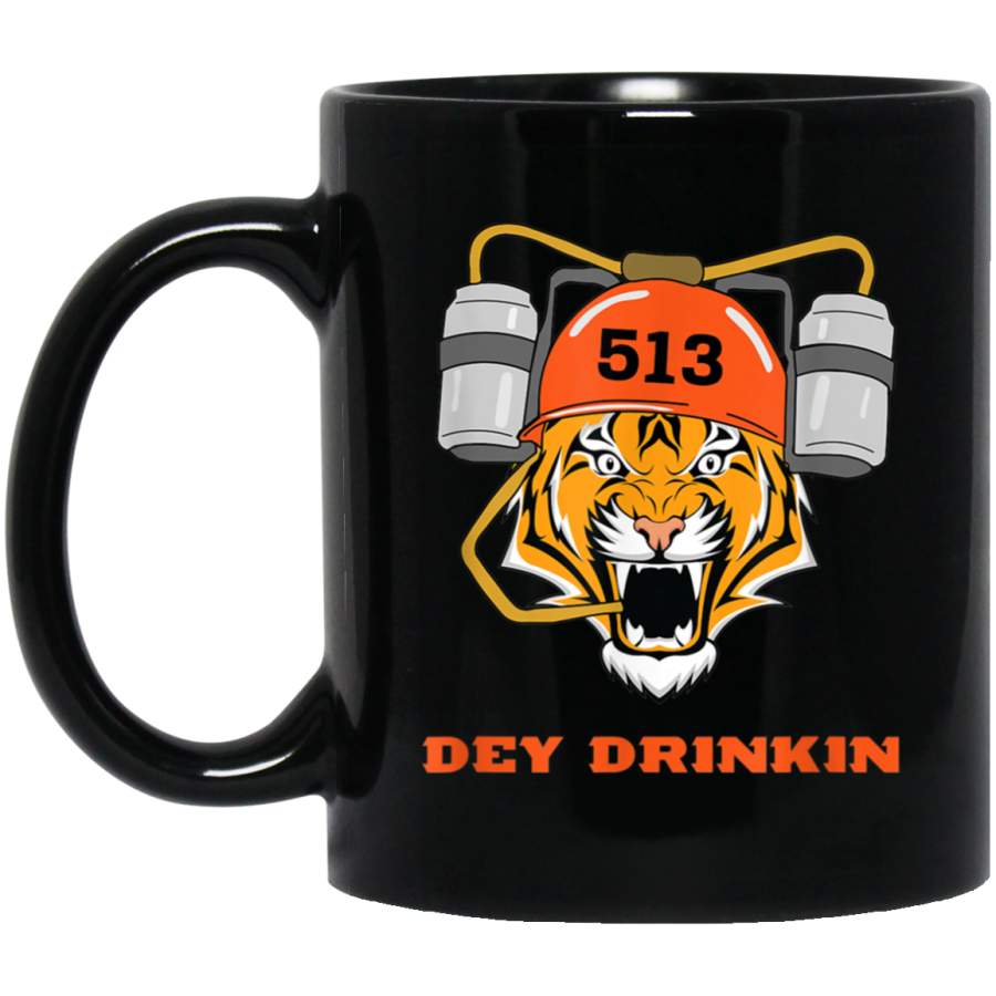 Cincinnati Football  Dey Drinkin Bengal Tiger 11 oz 15 oz Black Mug