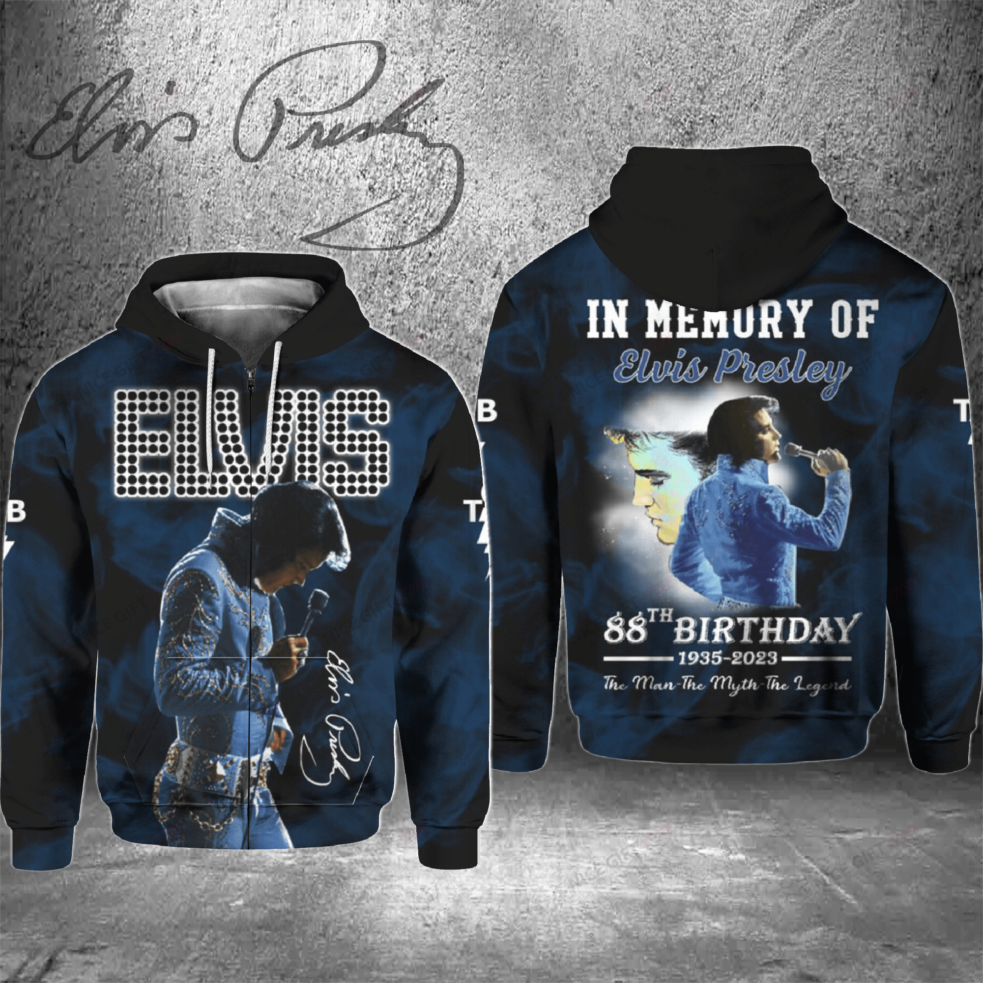 Elvis Presley Zip Hoodie 3D 3Zh-A3I1