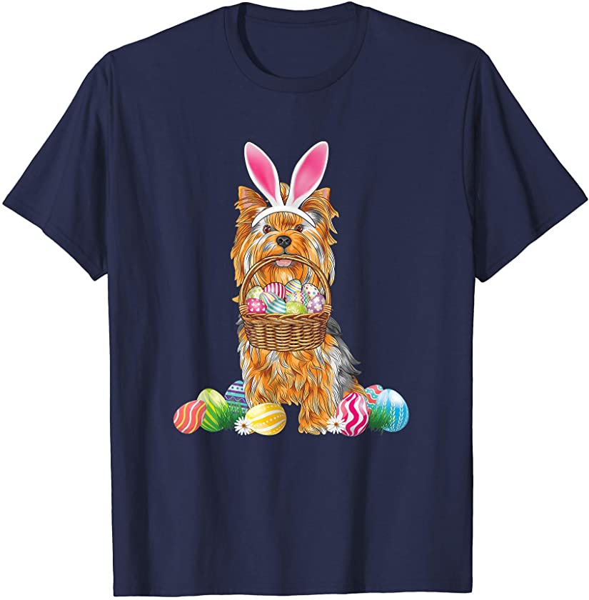 Yorkshire Terrier Easter Day Eggs Basket Boy Girls Kid Bunny T-Shirt