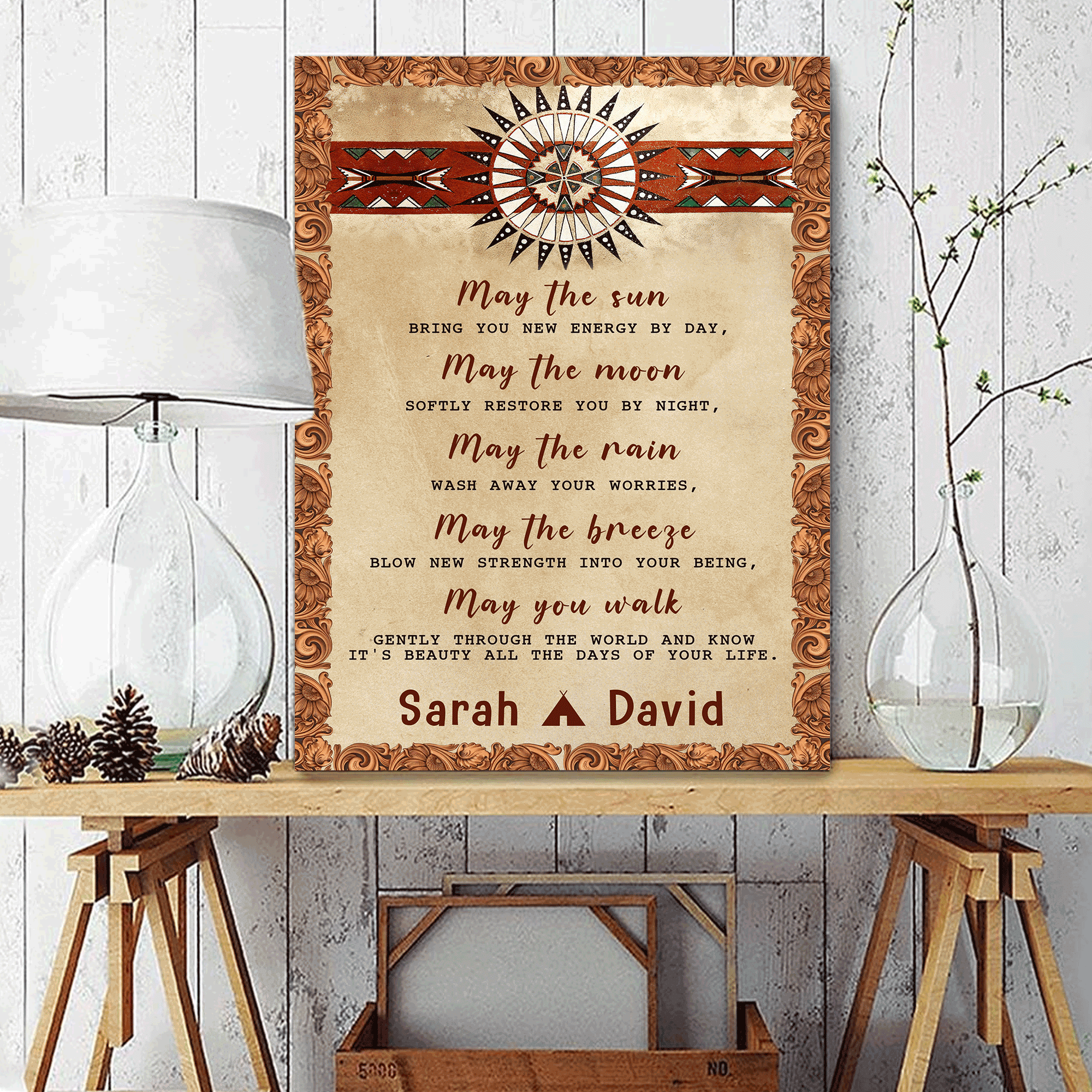 Native American Symbols Of Love Apache Blessing Quote May The Sun Bring You New Energy By Day Customized 3D All Over Printed Canvas