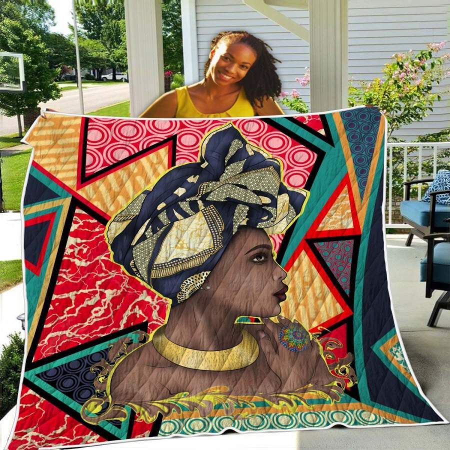 African American Women Art Quilt Blanket Traditional Turban Woman Christmas Gift Ideas