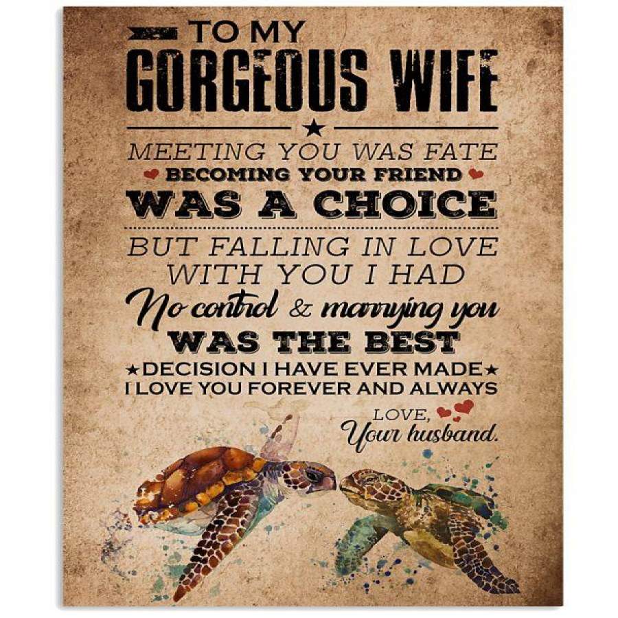 TO MY GORGEOUS WIFE TURTLE Vertical Poster