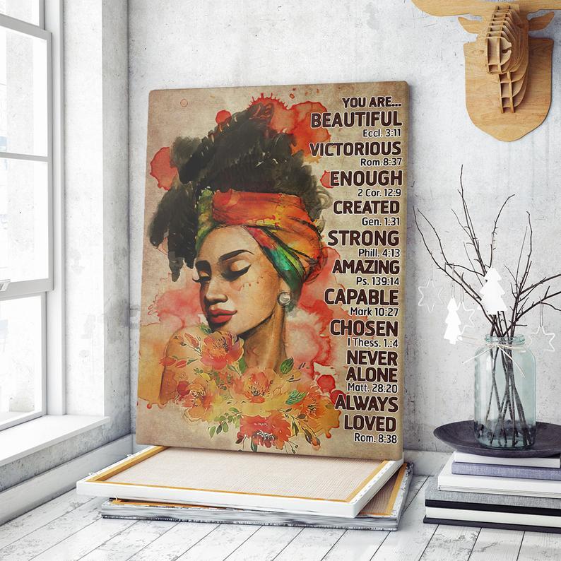 African Black Woman Wall Art Canvas And Poster, Wall Decor, Canvas Instructure – Afro Woman Wall Art – Black Queen Art