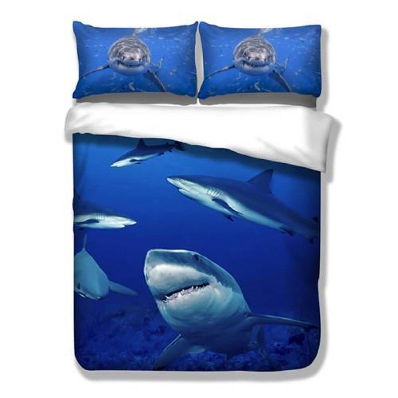 Shark Frenzy 3D Duvet Polyester Cotton Soft Bedding Cover Set FREE SHIPPING