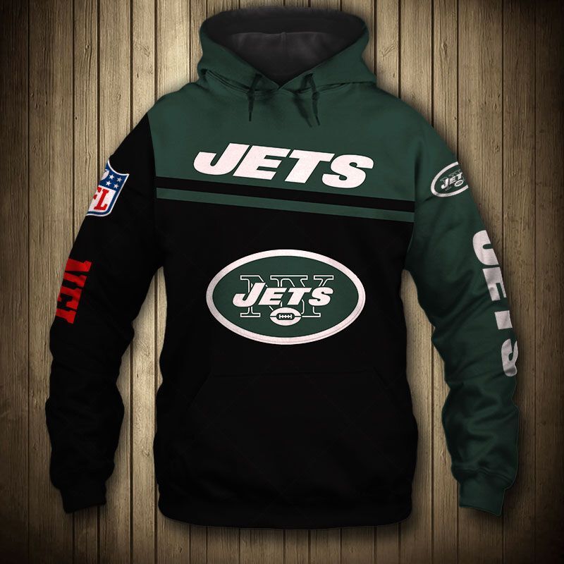 New York Jets 3D Skull Zip Hoodie Pullover Sweatshirt S