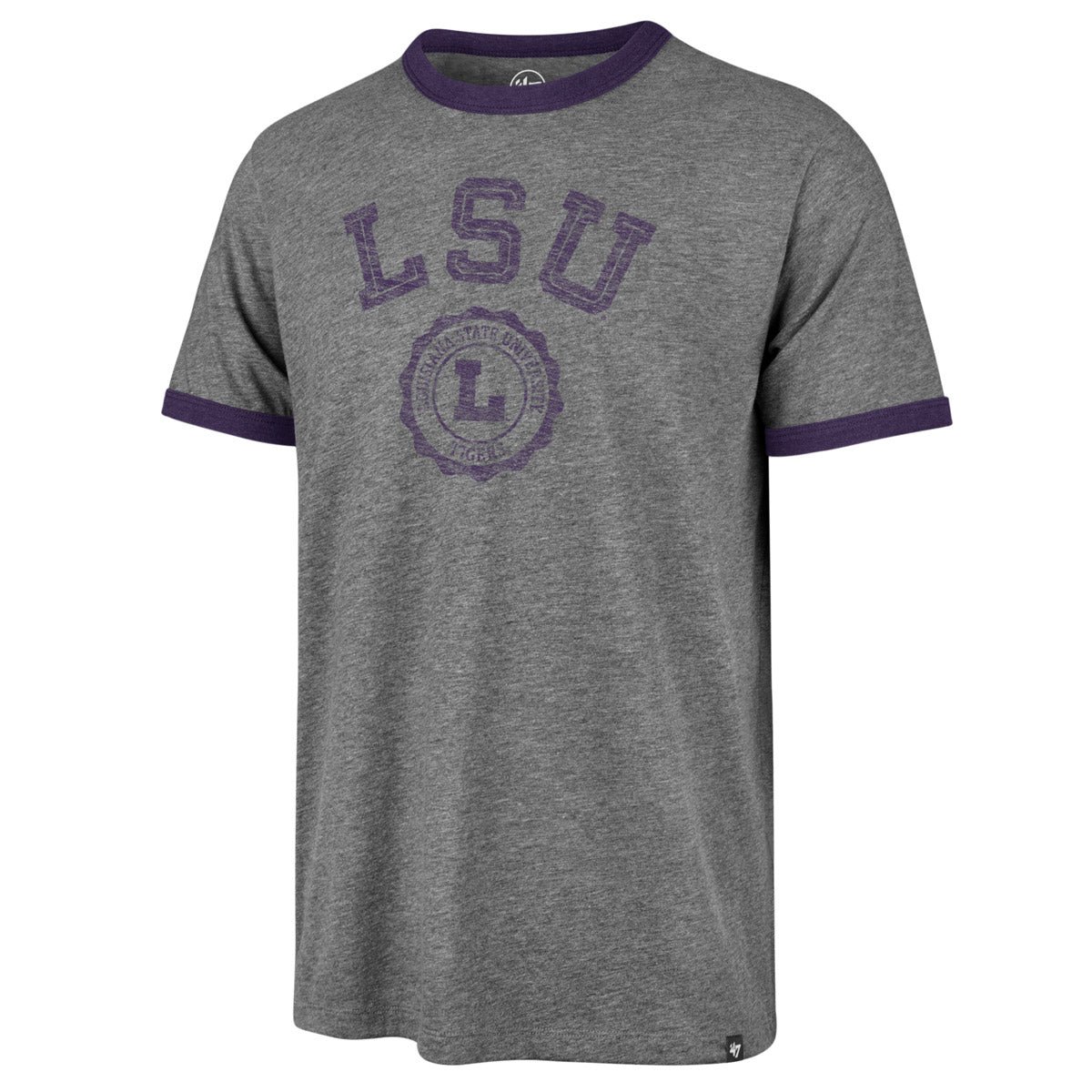 47 Brand LSU Tigers Vault L Seal Ringer T-Shirt – Grey / Purple