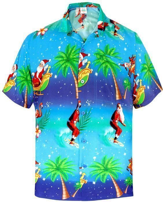 Buy Santa Claus Coconut Tree Christmas Hawaii Aloha Shirts Ha27192