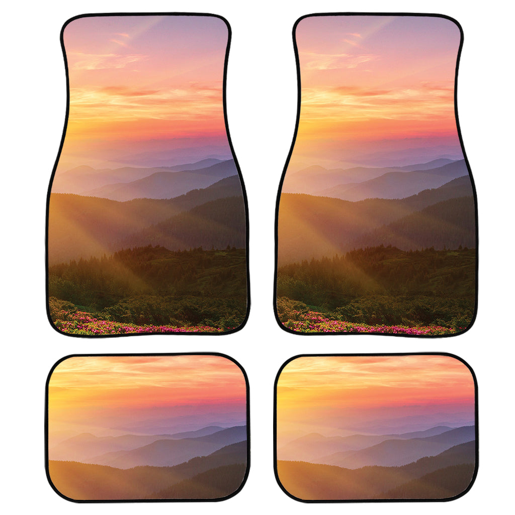 Sunrise Mountain Print Front And Back Car Floor Mats, Front Car Mat