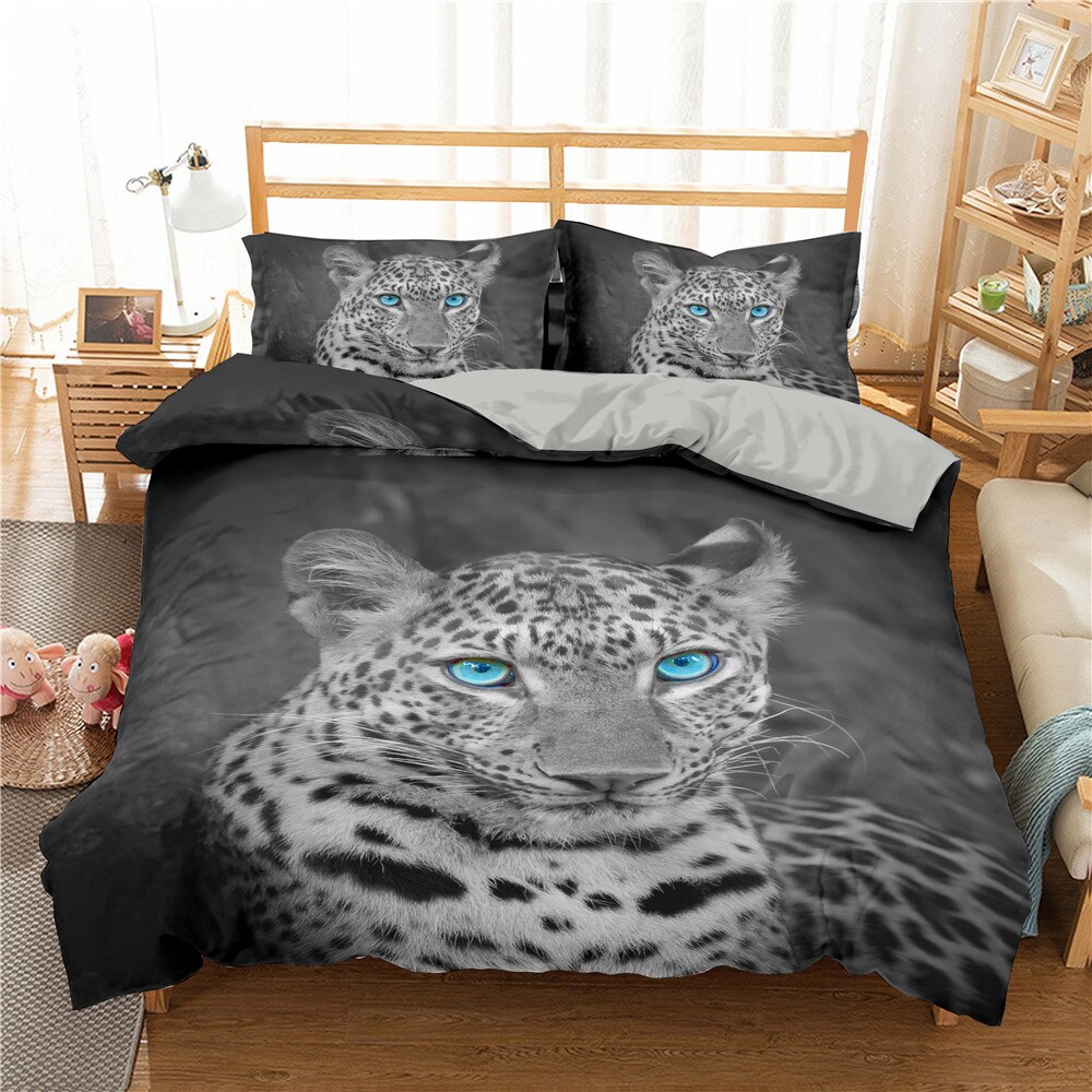 3D Leopard Digital Printed Bedding Deluxe Soft Comfortableness Pillowcase King Queen Size Bedding Set  Duvet Covers