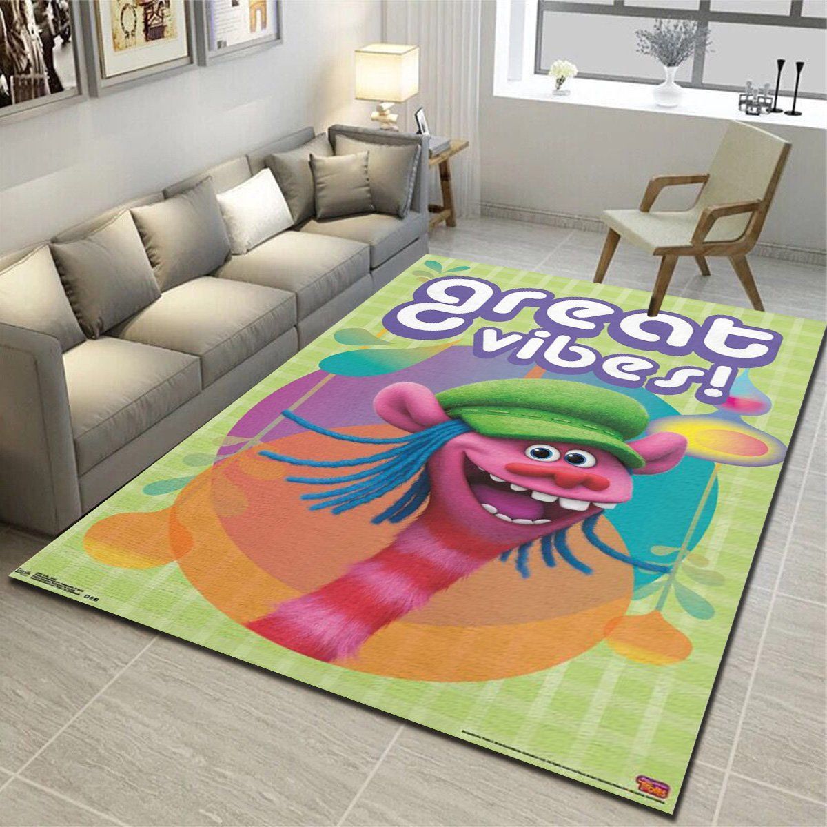 Dreamworks Trolls Vibes Area Rugs, Living Room Bedroom Carpet