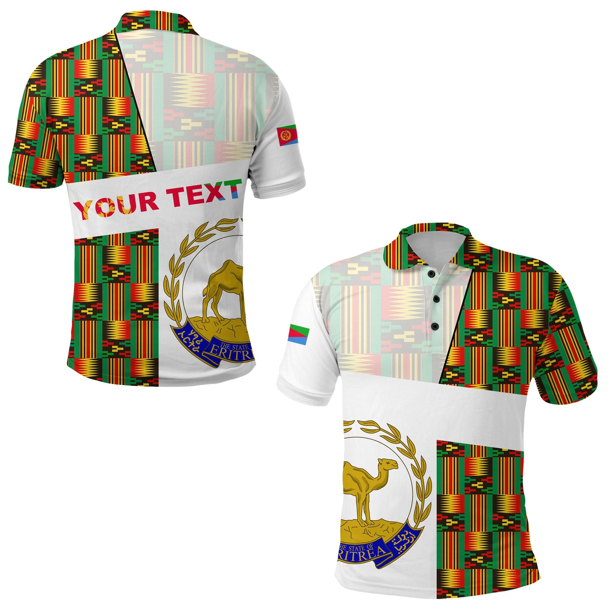 (Custom Personalised) Eritrea Polo Shirt Kente Pattern Lt13