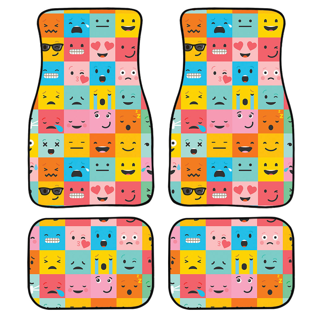 Colorful Emoji Pattern Print Front And Back Car Floor Mats, Front Car Mat