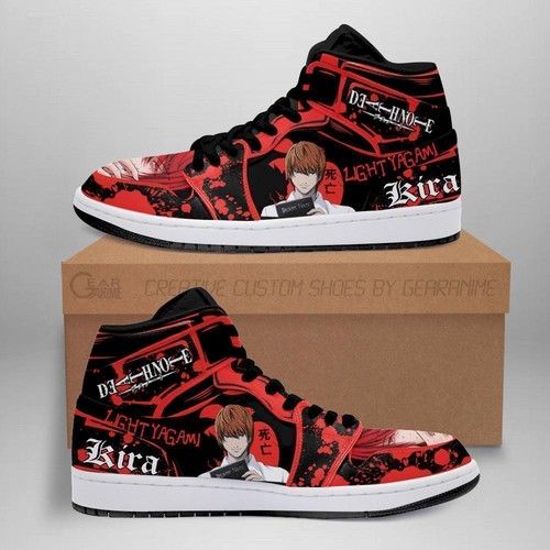 Light yagami jordan sneakers red custom death note anime shoes fan mn0