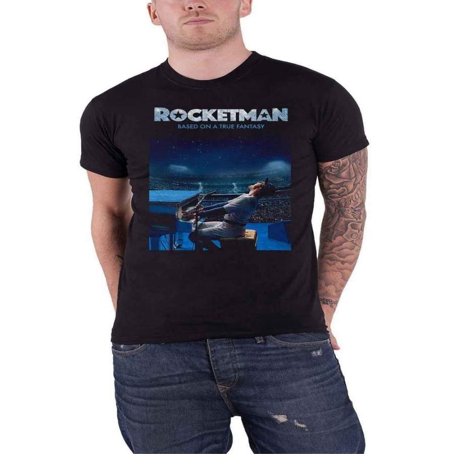 Elton John T Shirt Rocketman Starry Night Logo Mens Black