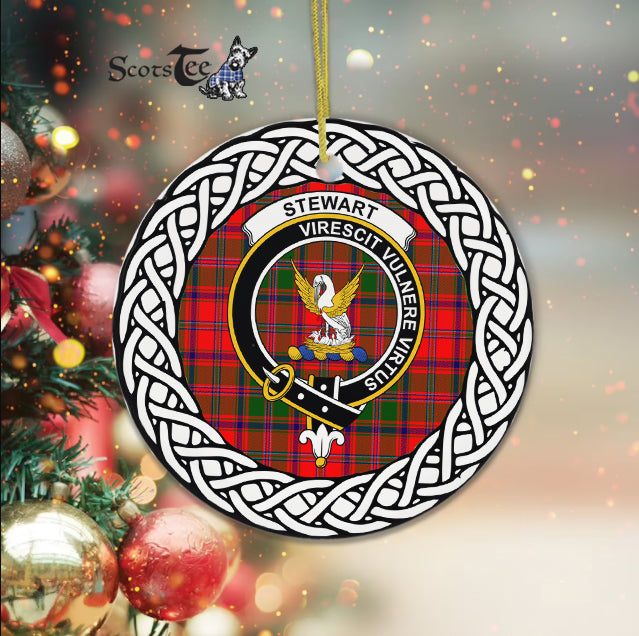 Stewart (High Stewards) Scottish Clan Tartan Crest Badge Plaid Ornament Gift. Christmas Tree Ornament Tartan Ornament Great Christmas Ornaments Gift