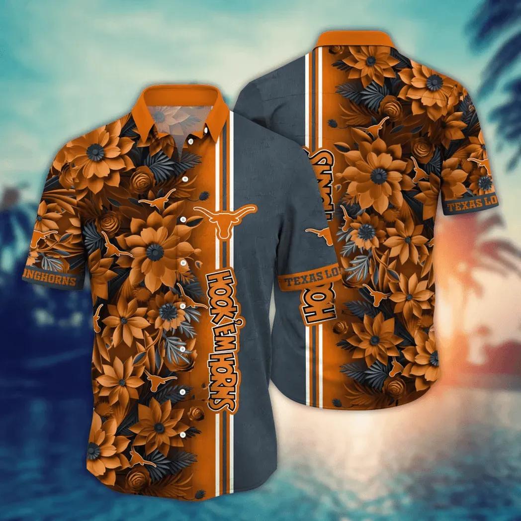 Texas Longhorns Ncaa Flower Aloha Hawaiian Shirt 3, Ncaa Hawaiian Shirt