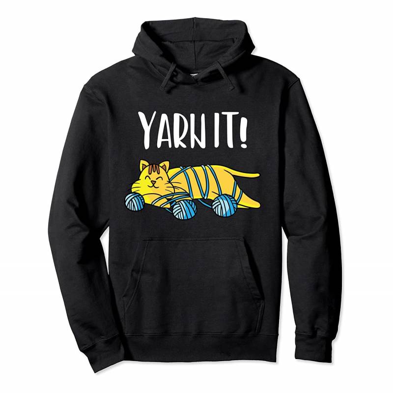 Yarn It Cat Playing With Spool Of Cotton Knitting Kitten Pullover Hoodie, T Shirt, Sweatshirt