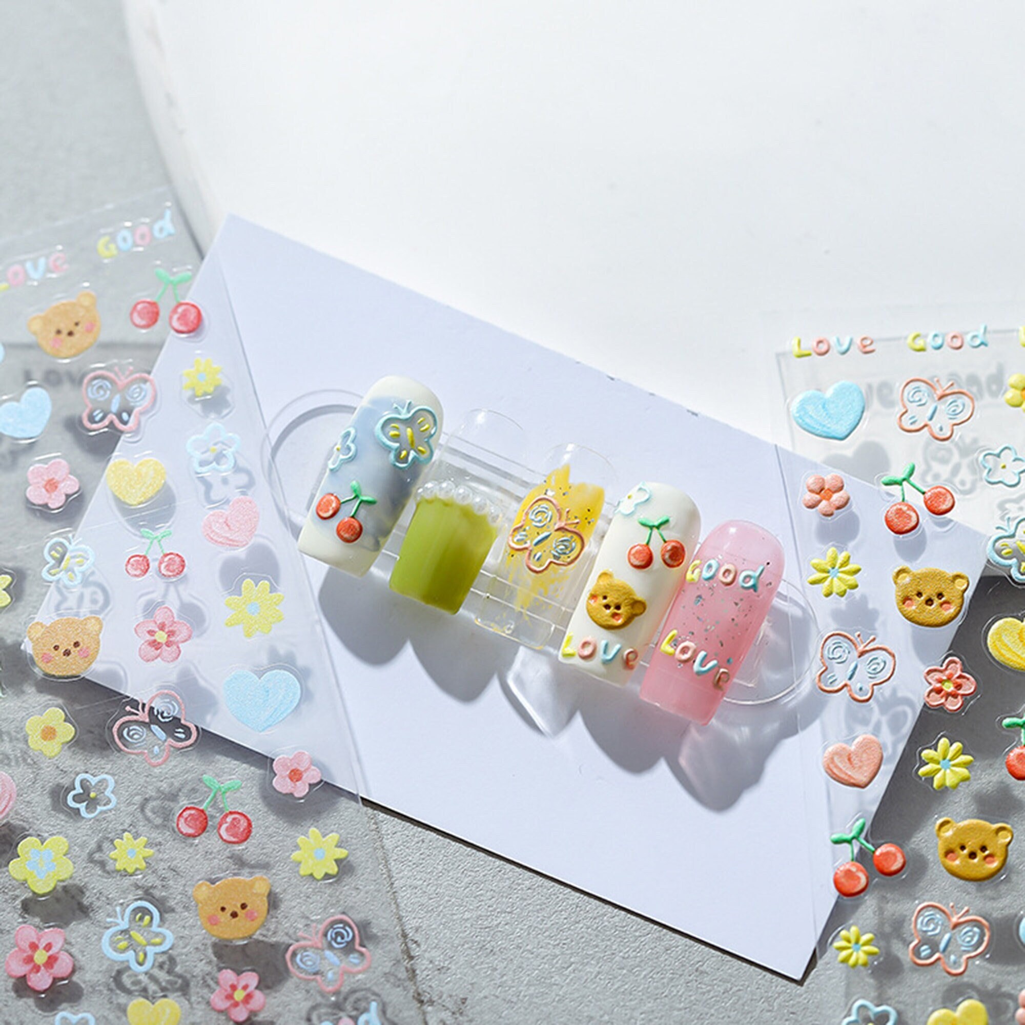 Summer Kawaii Nail Stickers, Summer Nail Decals, Cute Nails, Butterfly Nail Decals, Nail Designer, Kaii Nails, DIY Nails