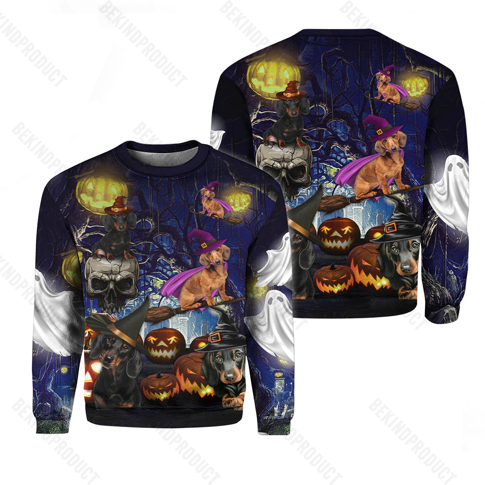 Dachshund Dog Halloween Crewneck Sweatshirt All Over Print Sweatshirt For Women Sweatshirt For Men Swn1065