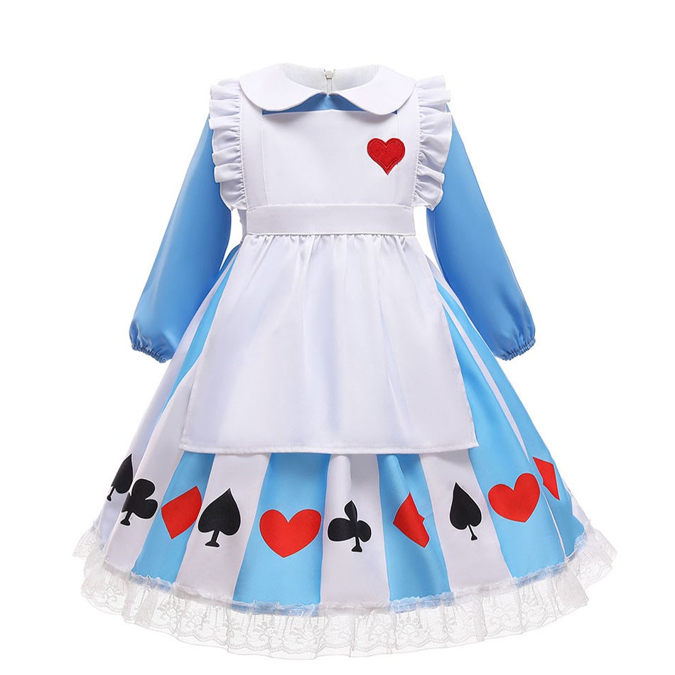 Baby Girl Birthday Party Costume Girls Princess Dress Kids Alice In Wonderland Costume Alice Dress Children Halloween Costumes alx