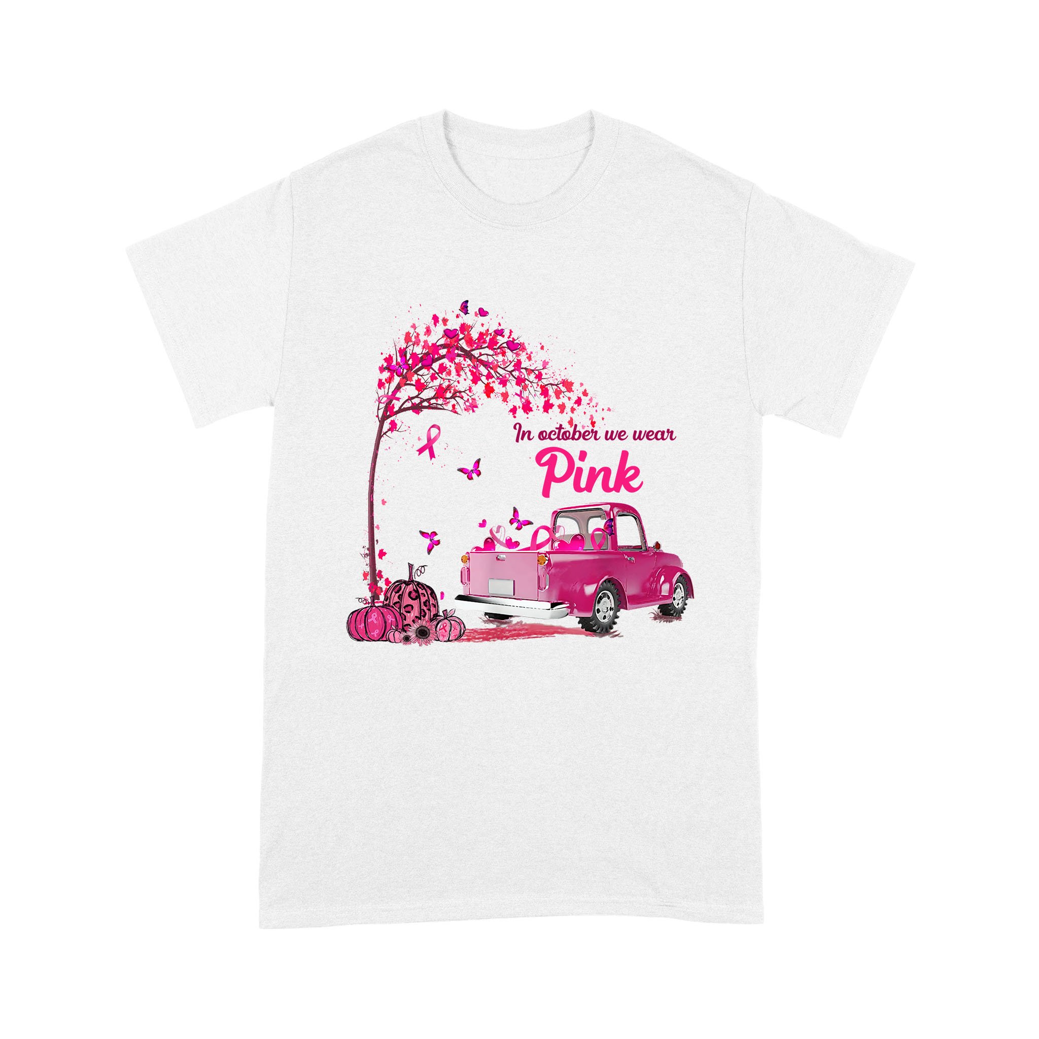 In October We Wear Pink Truck Breast Cancer Awareness Gifts T-Shirt – Standard T-Shirt