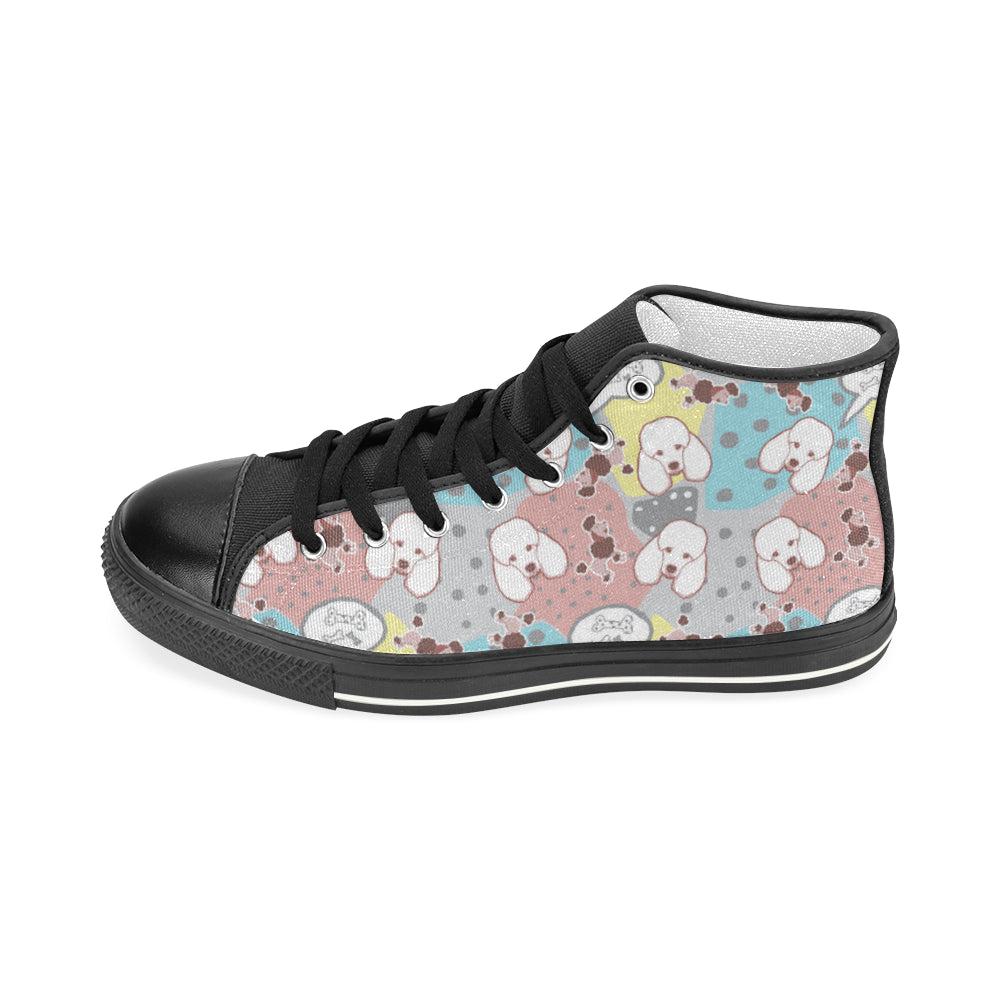 Poodle Pattern Black Men’s Classic High Top Canvas Shoes