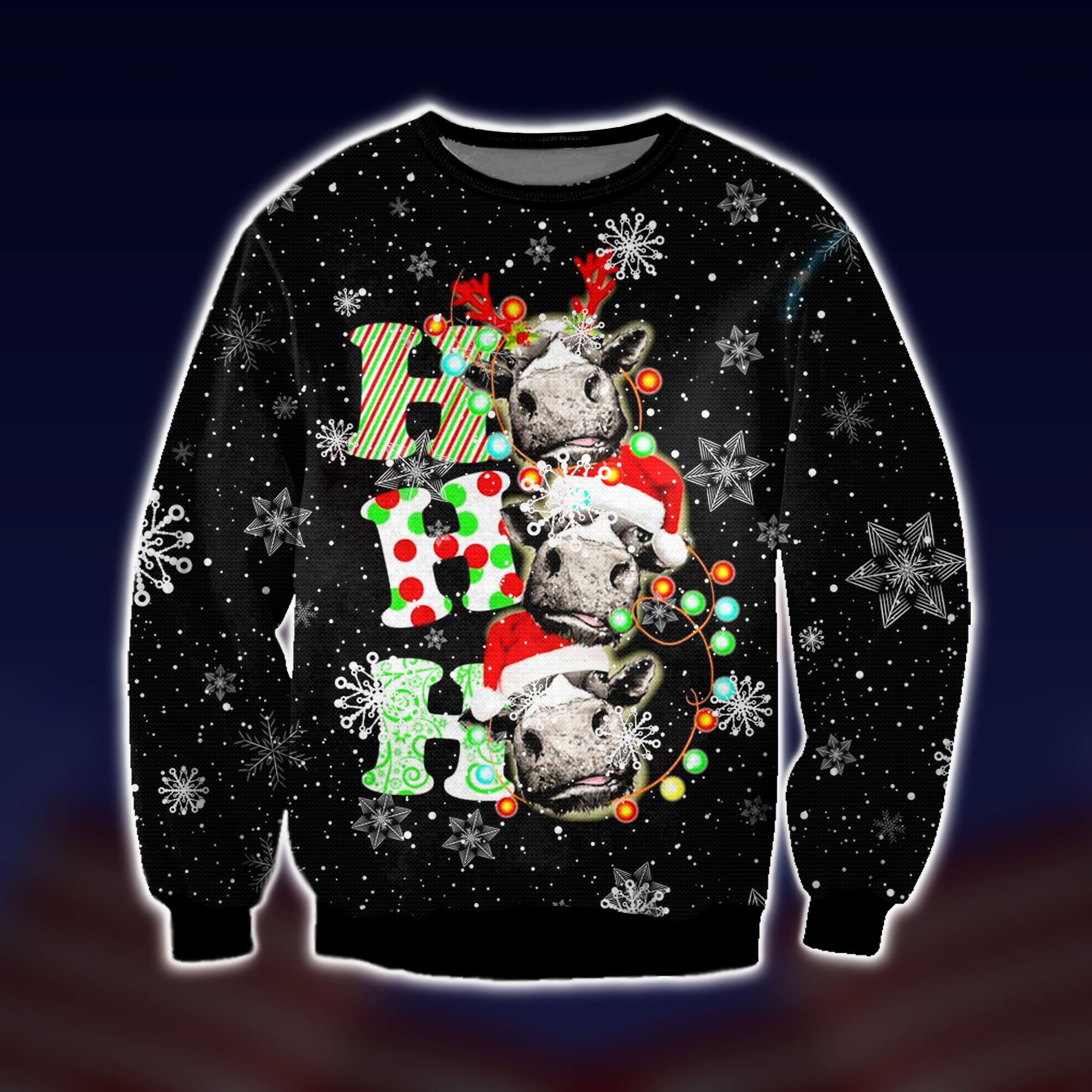 Ho Ho Ho We The Cow Ugly Christmas Sweater