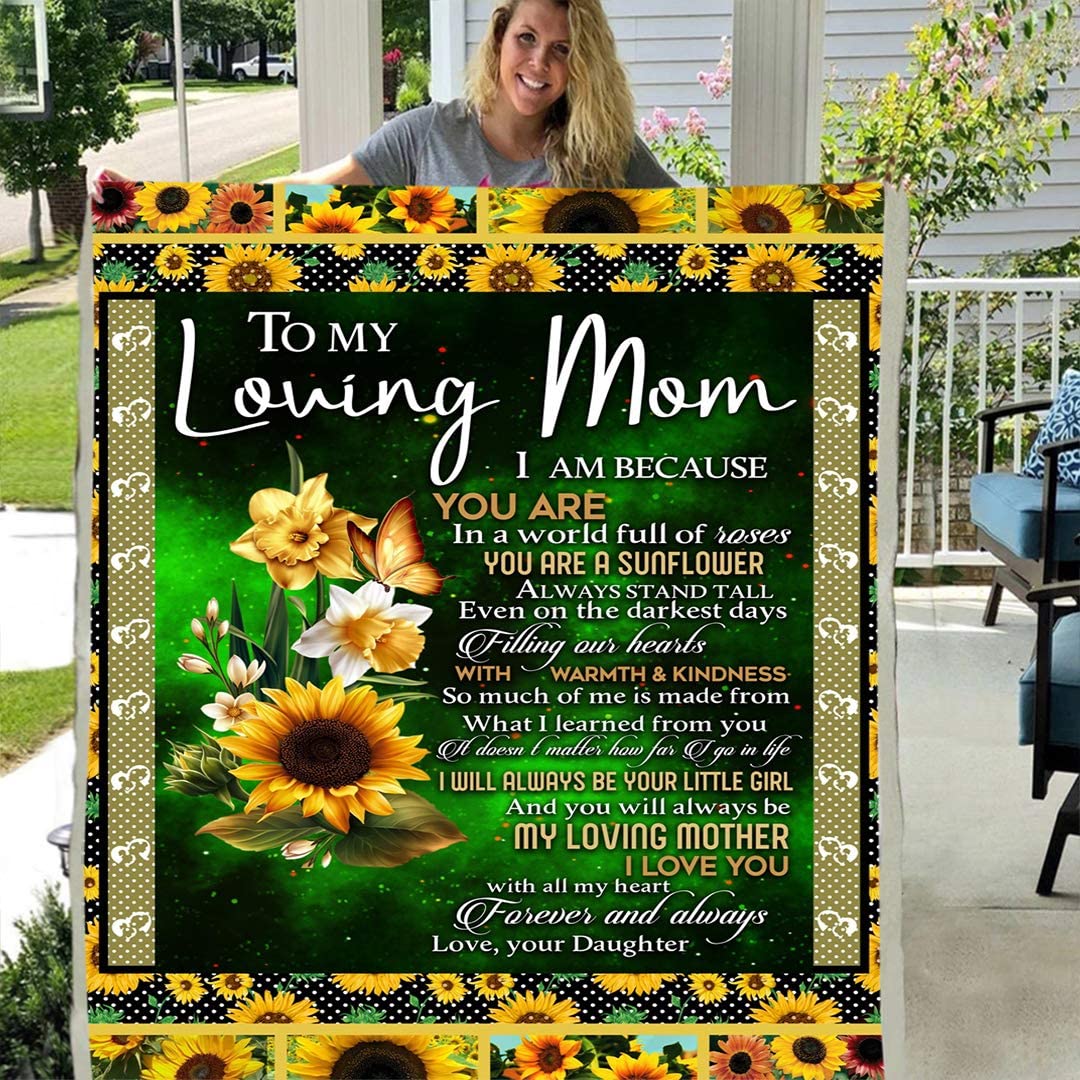 To my loving mom love your daughter personalized custom 3d custom fleece photo blanket fan gift