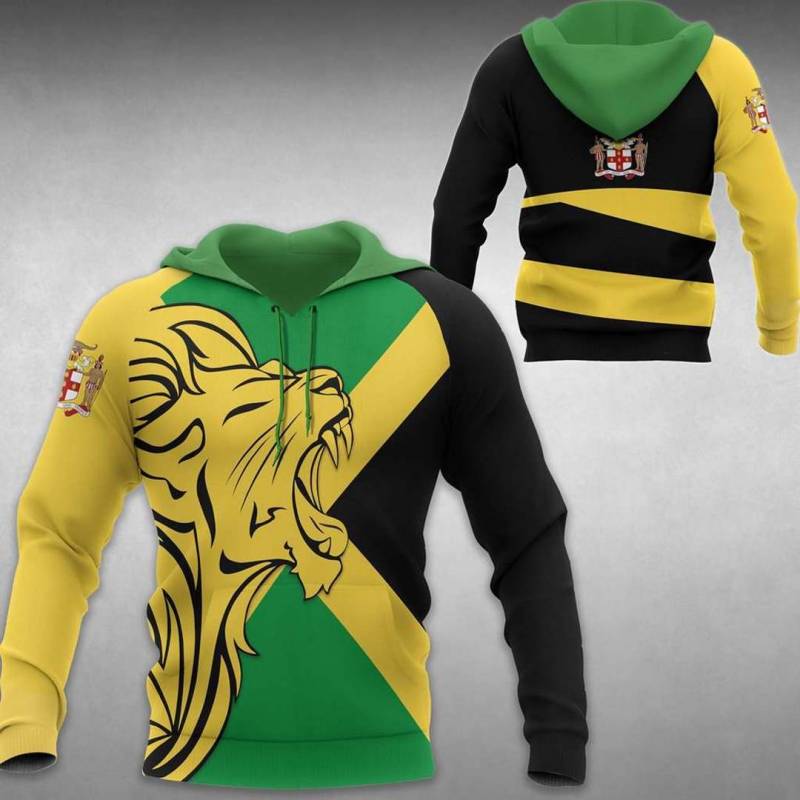 The Lion In Jamaica All Over Print Hoodies