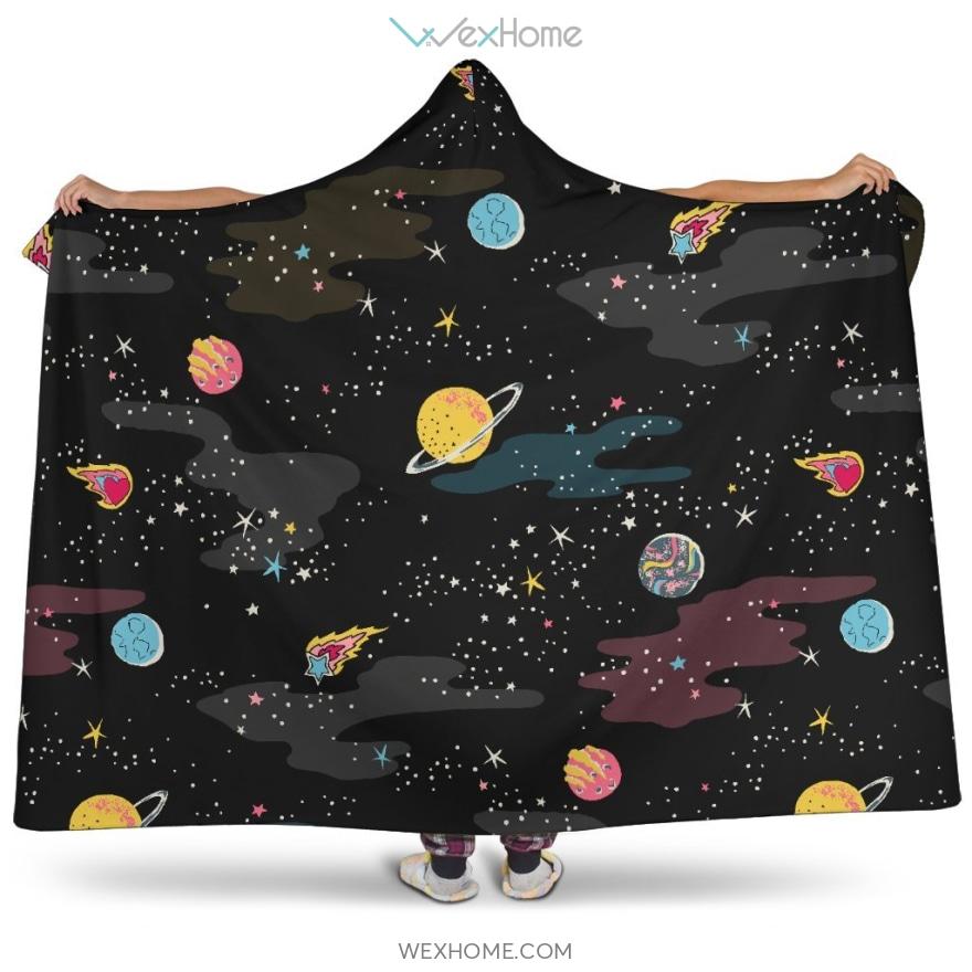 Space Pattern Hooded Blanket