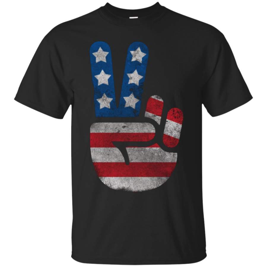 AGR Cool American USA Flag Big Peace Sign T-Shirt