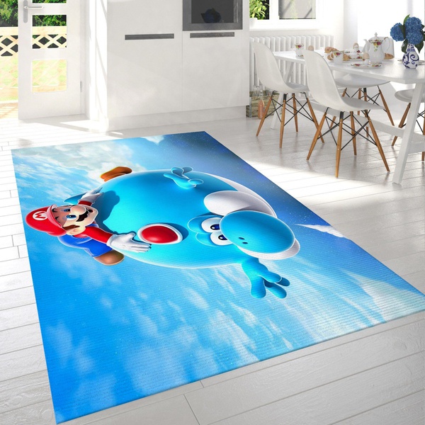 Yoshi Mario Flight Sky Area Rug For Gift Living Room Rug Home US Decor