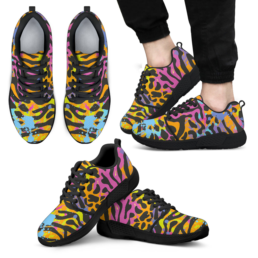 Colorful Zebra Leopard Pattern Print Men’S Athletic Shoes