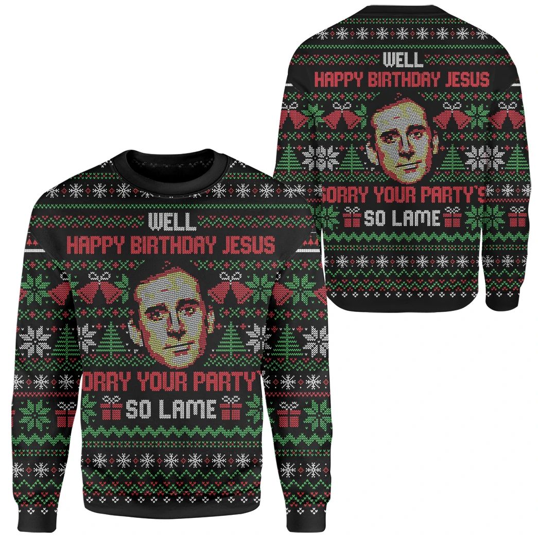 Unifinz The Office Christmas Sweater Michael Scott Well Happy Birthday Jesus Sorry Your Party’S So Lame Ugly Sweater 2022