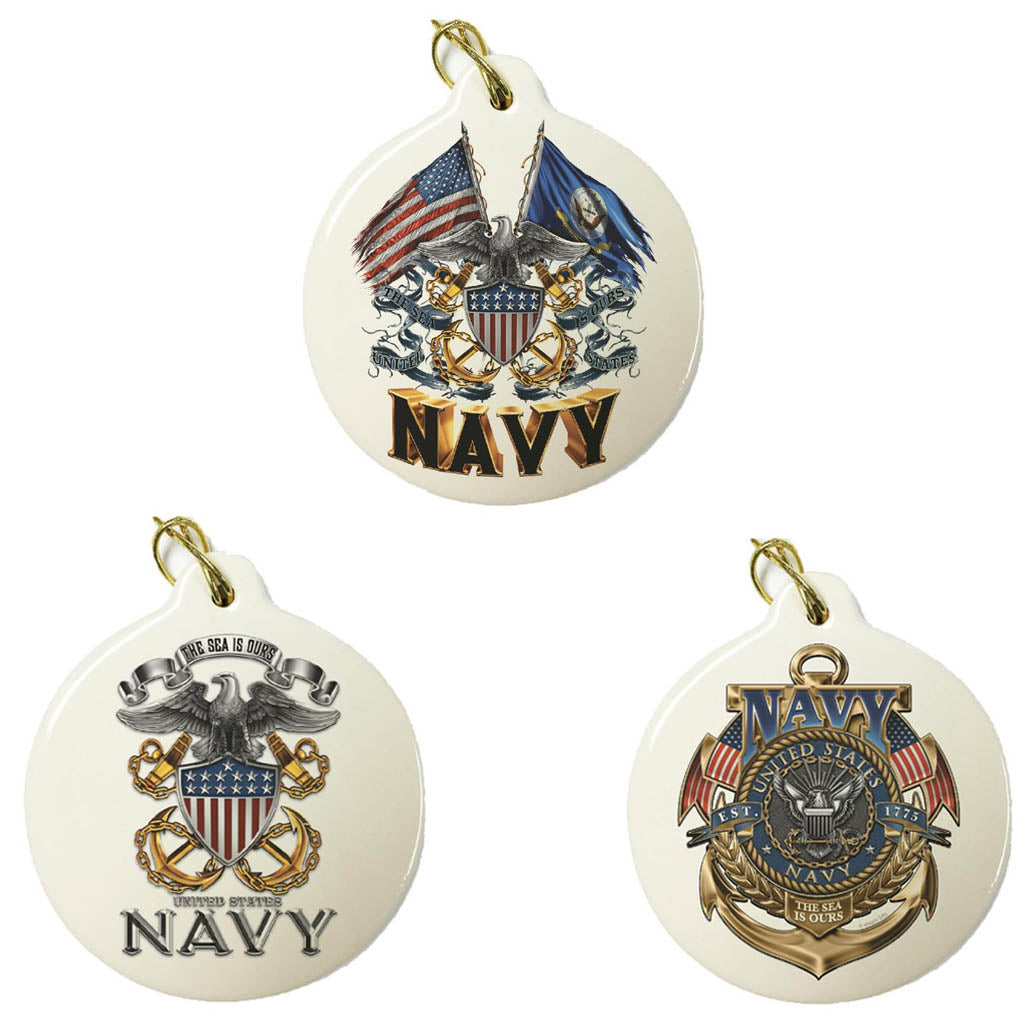 U.S. Navy Set Of Three Best Seller Christmas Ornaments