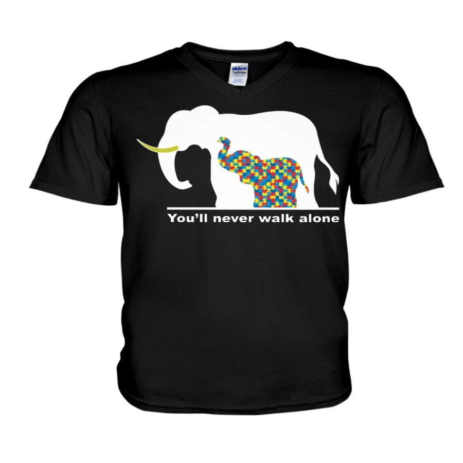 Autism Awareness- You’ll Never Walk Alone For Elephant Lovers Guys V-Neck