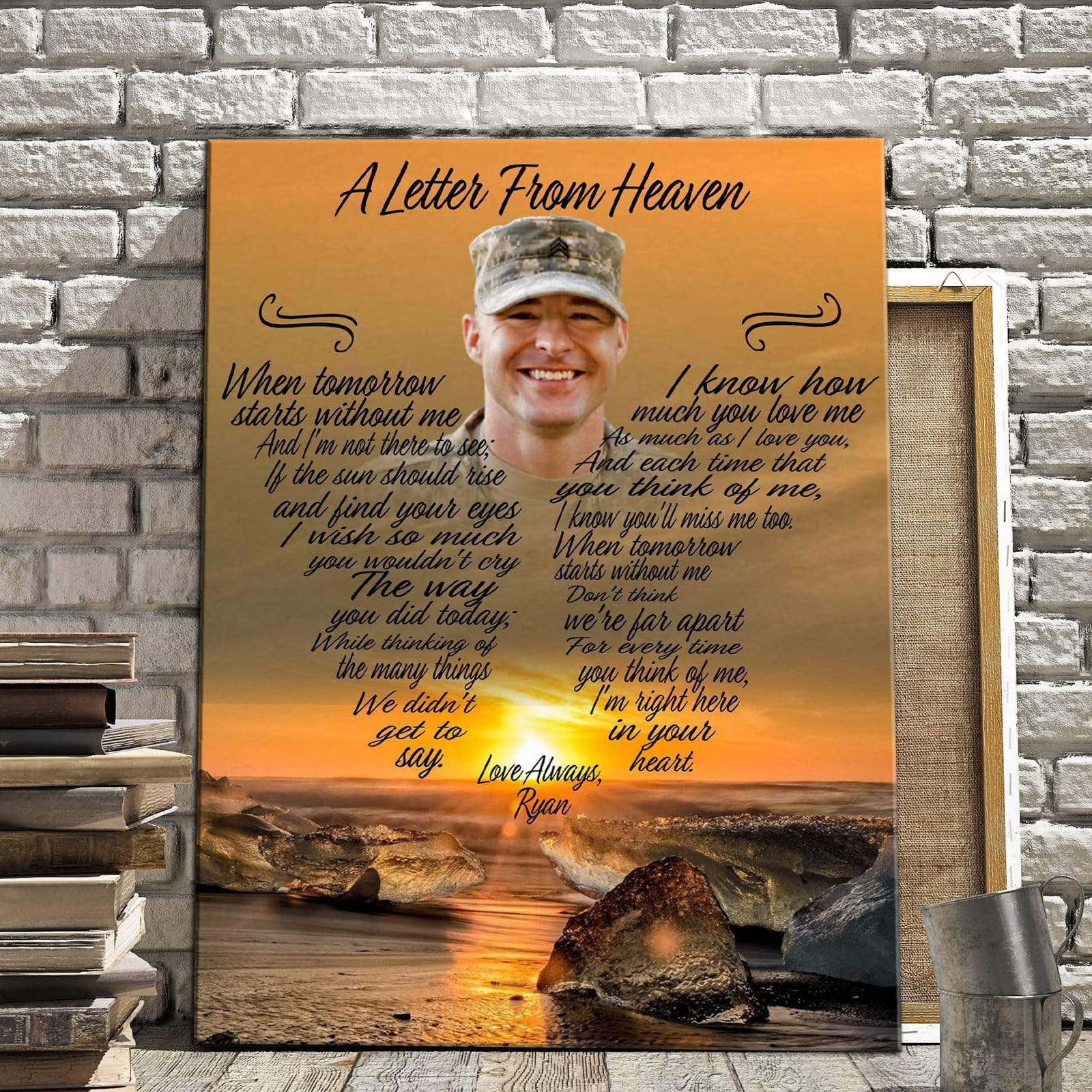 A Letter From Heaven Sunset, Personalized Photo Memorial Poster Canvas, Gift For Family Gift for Remembrance Home Decor Wall Art Visual Art