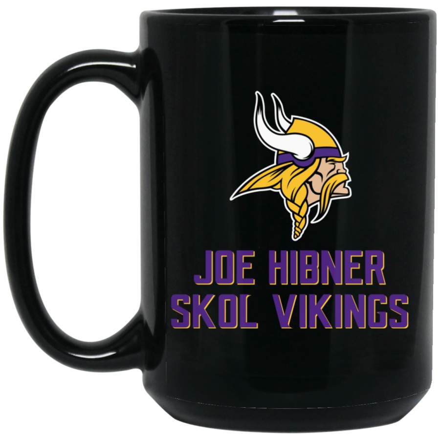 Minnesota Vikings Logo Purple-Yellow Joe Hibner BM15OZ 15 oz. Black Mug