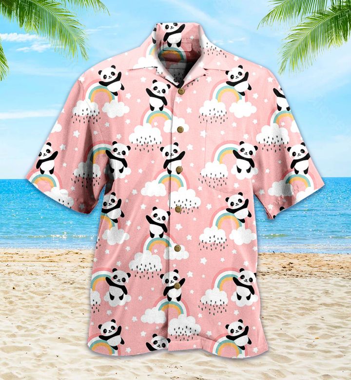 Panda With Sky Pattern Pink 3D Hawaiian Shirt