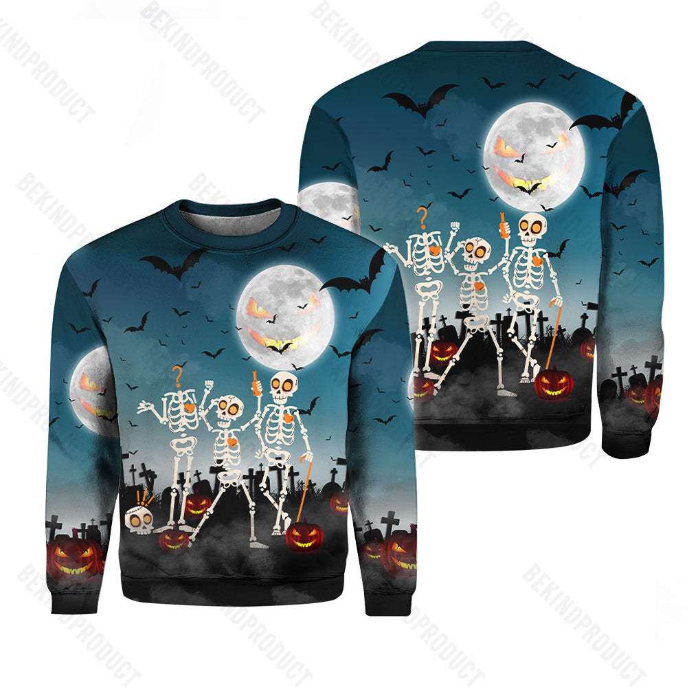 Halloween Skeletons Dancing Crewneck Sweatshirt All Over Print Sweatshirt For Women Sweatshirt For Men Swn1249