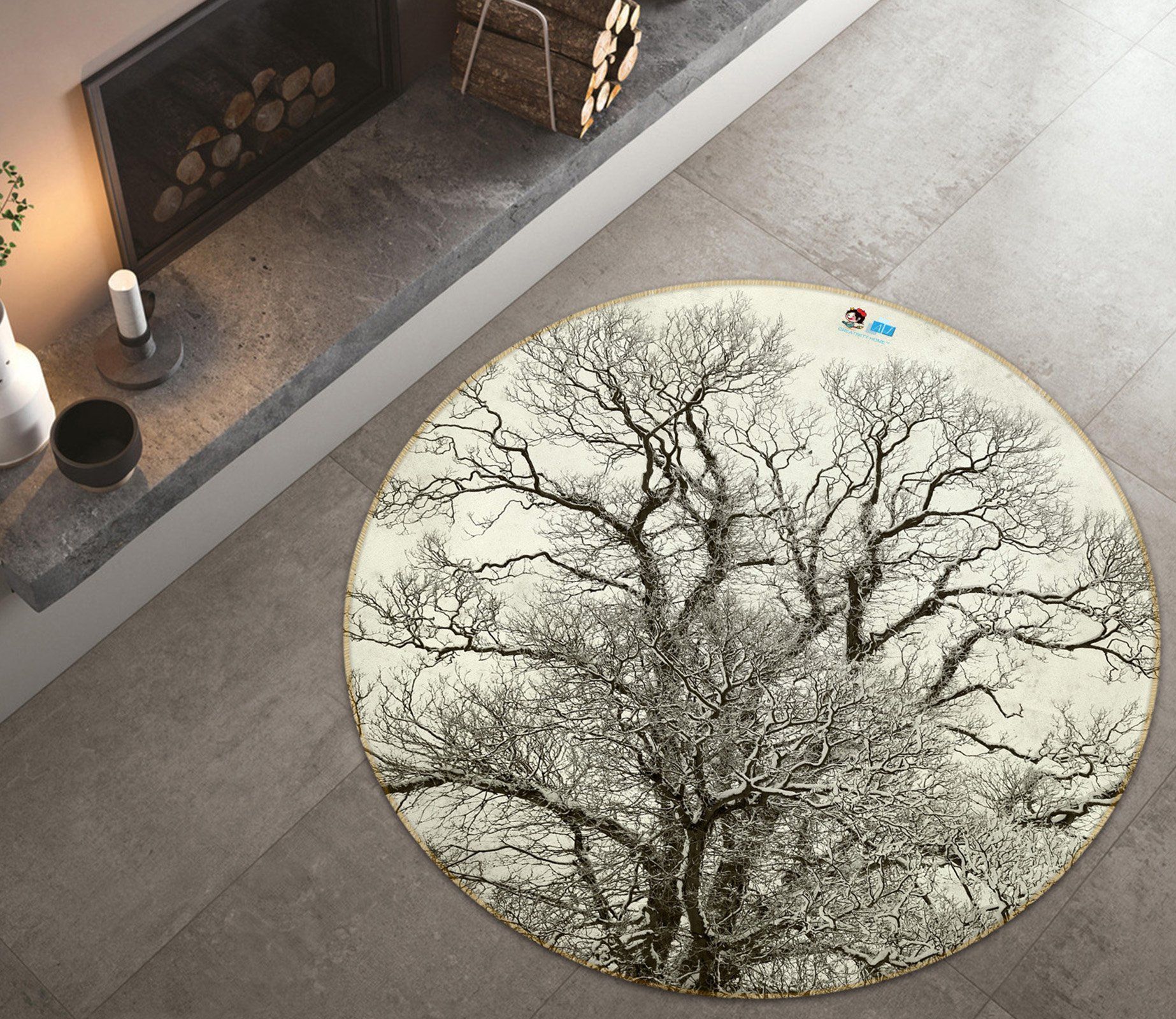 3D Branches 72071 Round Rug – Round Carpet Home Decor