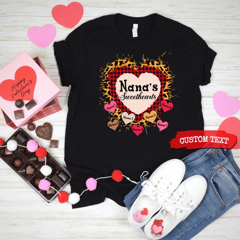 Personalized Grandma Nana’S Sweethearts Valentine Day Shirt Mother’S Day Gift Shirt Lucky Shirt Custom Grandkids Name Shirt