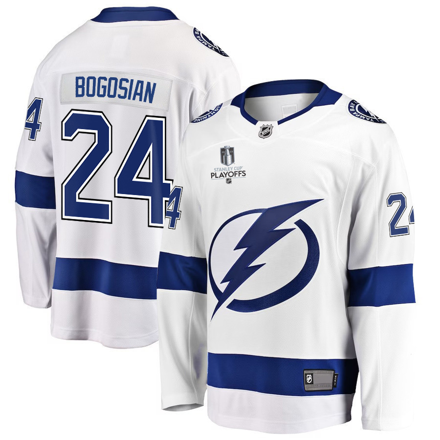 Zach Bogosian 24 Tampa Bay Lightning Stanley Cup 2023 Playoffs Patch Away Breakaway Men Jersey – White